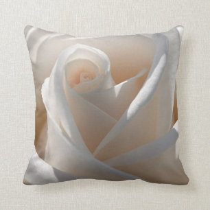 Beautiful White Rose Poly Throw Pillow