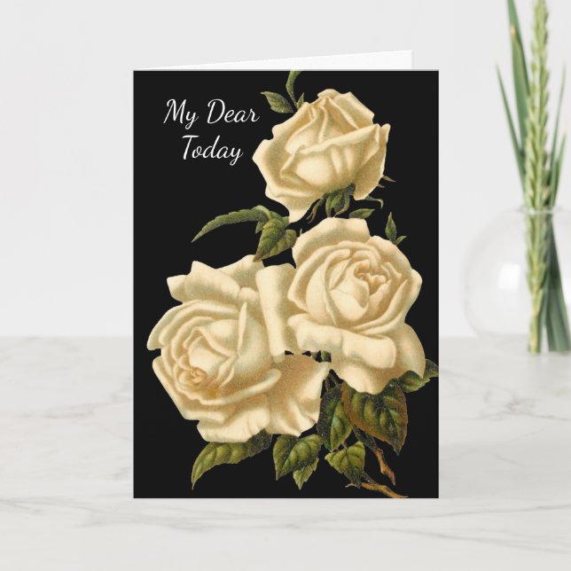 Beautiful White Roses Anniversary Greeting Card (Front)