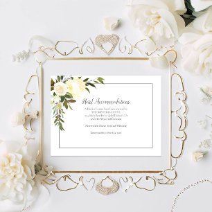 Beautiful White Roses Floral Hotel Accommodations Enclosure Card