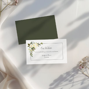 Beautiful White Roses Floral Wedding Website Enclosure Card