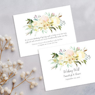 Beautiful White Roses Floral Wishing Well Wedding Enclosure Card