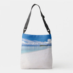Beautiful white sand beach and turquoise ocean crossbody bag