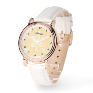 Beautiful white sand dollar shell custom women's watch