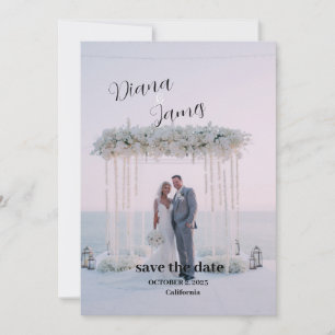 Beautiful White Save the Date Wedding Invitation