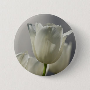 Beautiful White Spring Tulips 6 Cm Round Badge