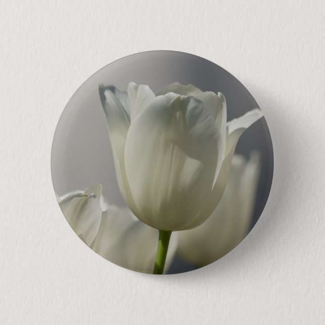 Beautiful White Spring Tulips 6 Cm Round Badge (Front)