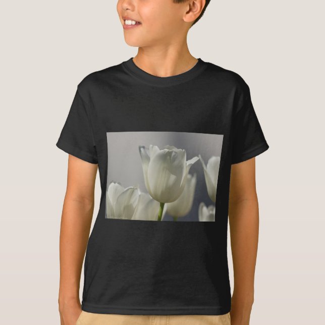 Beautiful White Spring Tulips T-Shirt (Front)