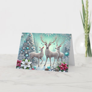 Beautiful White Stag Christmas Holiday Card