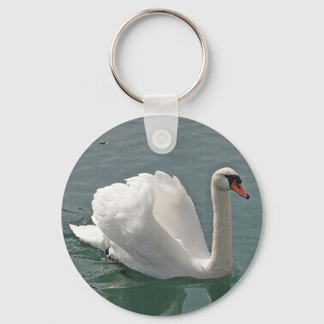 Beautiful white swan key ring (Front)