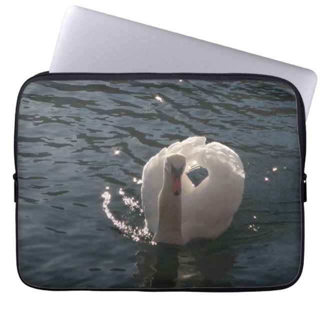 Beautiful white swan laptop sleeve (Front)