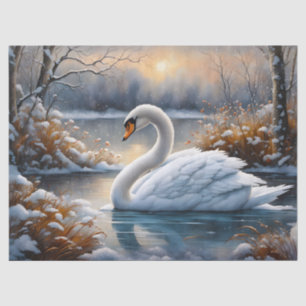 Beautiful White Swan On A Lake Decoupage  Tissue Paper