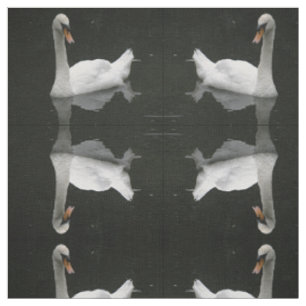 Beautiful White Swan Patterned Animal Fabric