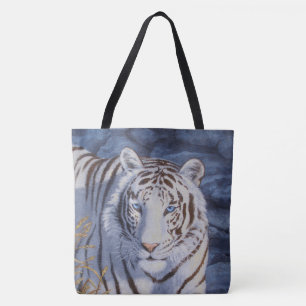 Beautiful White Tiger with Crystal Blue Eyes Tote Bag