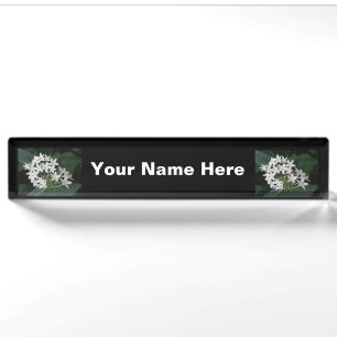 Beautiful White Tropical Flowers Custom Desk Plate