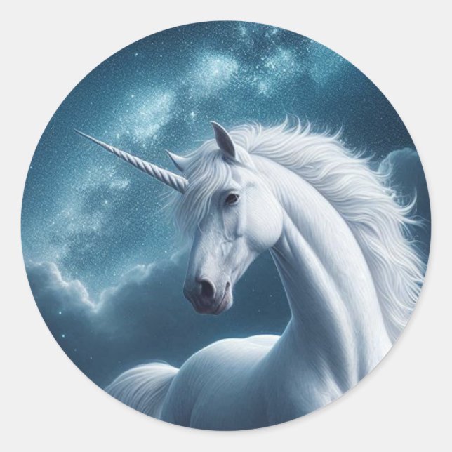 Beautiful White Unicorn Portrait Sticker Sheet (Front)