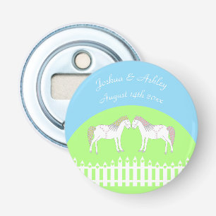 Beautiful White Wedding Horses Custom Bottle Opener