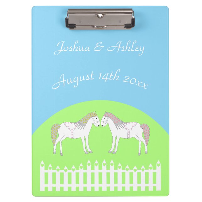 Beautiful White Wedding Horses Custom Clipboard (Front)