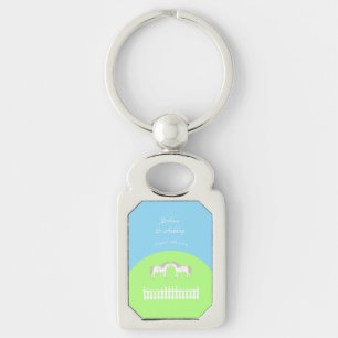 Beautiful White Wedding Horses Custom Key Ring