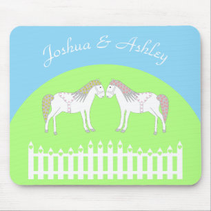 Beautiful White Wedding Horses Custom Mouse Pad