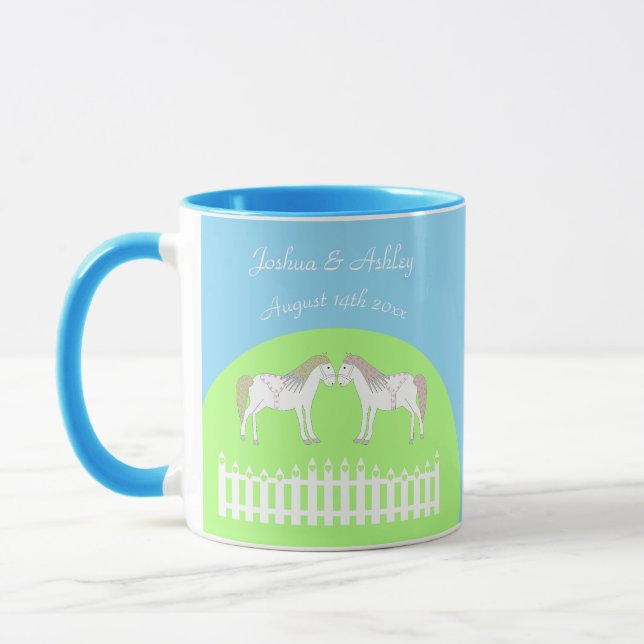 Beautiful White Wedding Horses Custom Mug (Left)