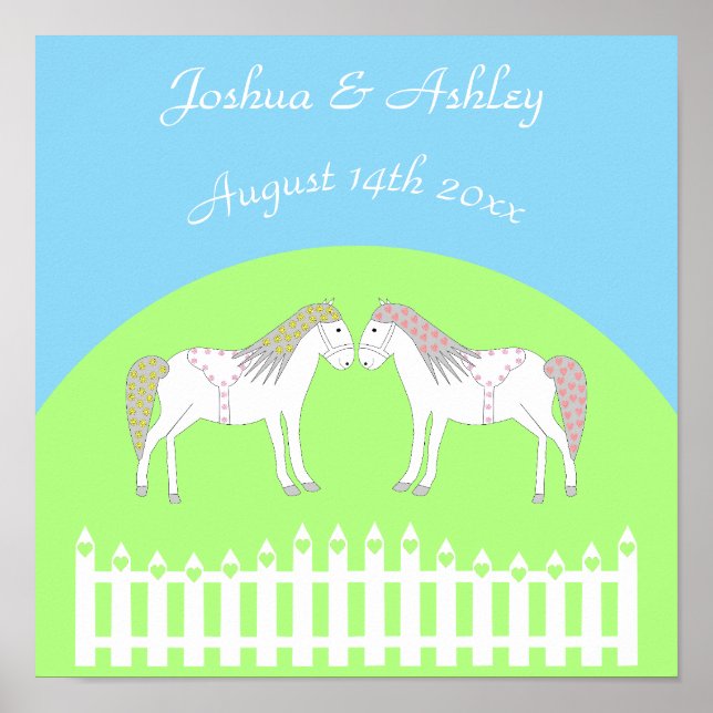 Beautiful White Wedding Horses Custom Poster (Front)