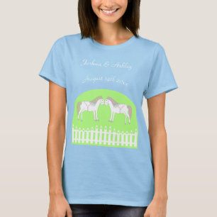 Beautiful White Wedding Horses Custom T-Shirt