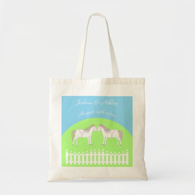 Beautiful White Wedding Horses Custom Tote Bag (Front)