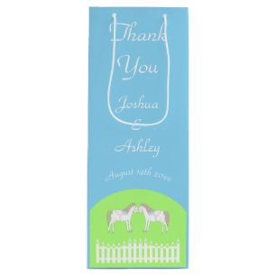 Beautiful White Wedding Horses Custom Wine Gift Bag