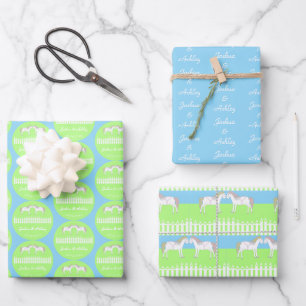 Beautiful White Wedding Horses Custom Wrapping Paper Sheet