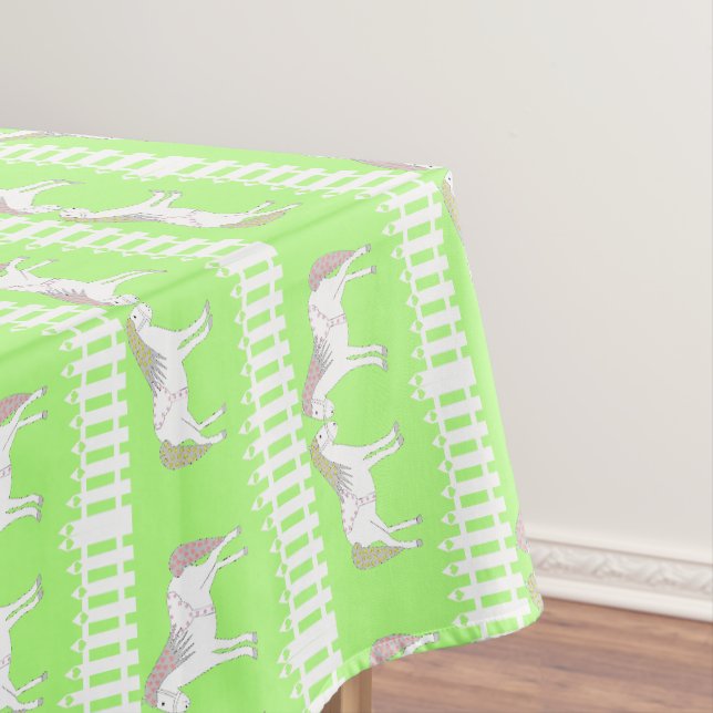 Beautiful White Wedding Horses Patterned Tablecloth (In Situ)