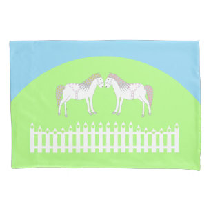 Beautiful White Wedding Horses Pillowcase