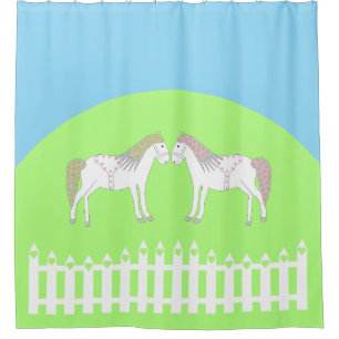 Beautiful White Wedding Horses Shower Curtain