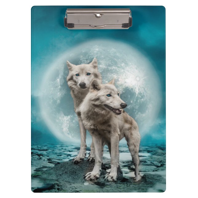 Beautiful White Wolves Clipboard (Front)
