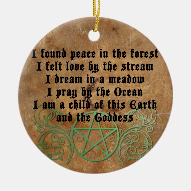 Beautiful Wiccan Poem Ceramic Tree Decoration (Front)