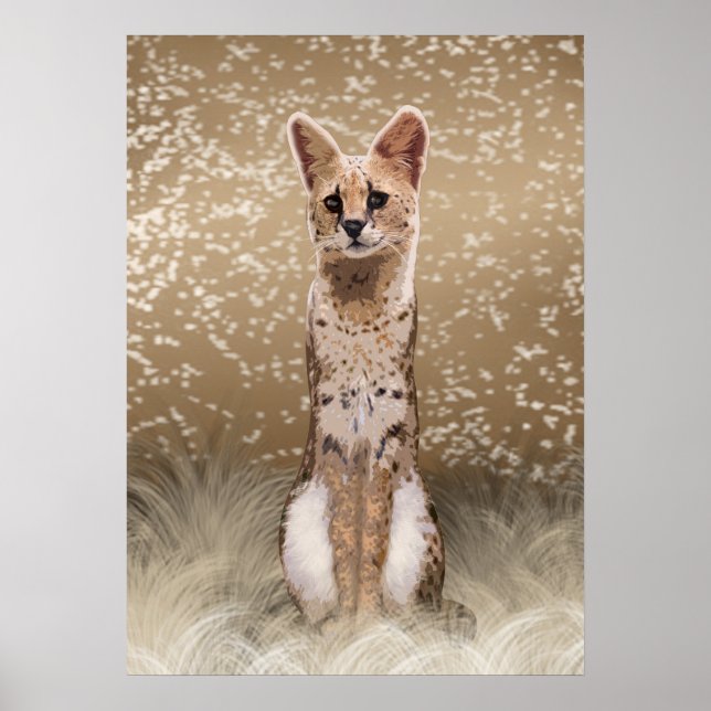 Beautiful Wild African Serval Cat Poster (Front)