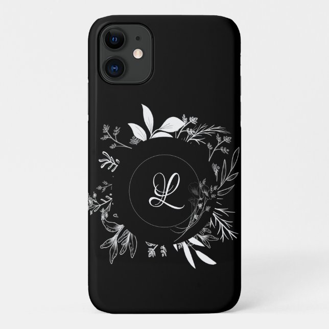 Beautiful Wild Flowers Doodle Monogram Case-Mate i iPhone Case (Back)