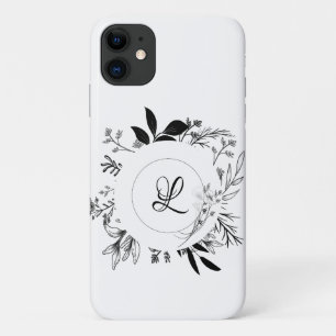 Beautiful Wild Flowers Doodle Monogram Case-Mate iPhone Case