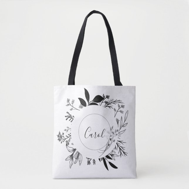 Beautiful Wild Flowers Doodles Tote Bag (Front)