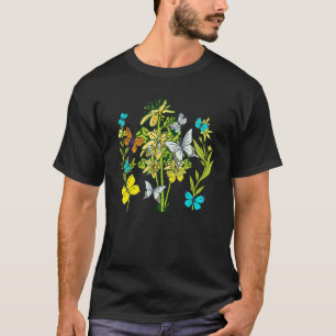 Beautiful Wild Flowers With Herbs And Butterflies T-Shirt