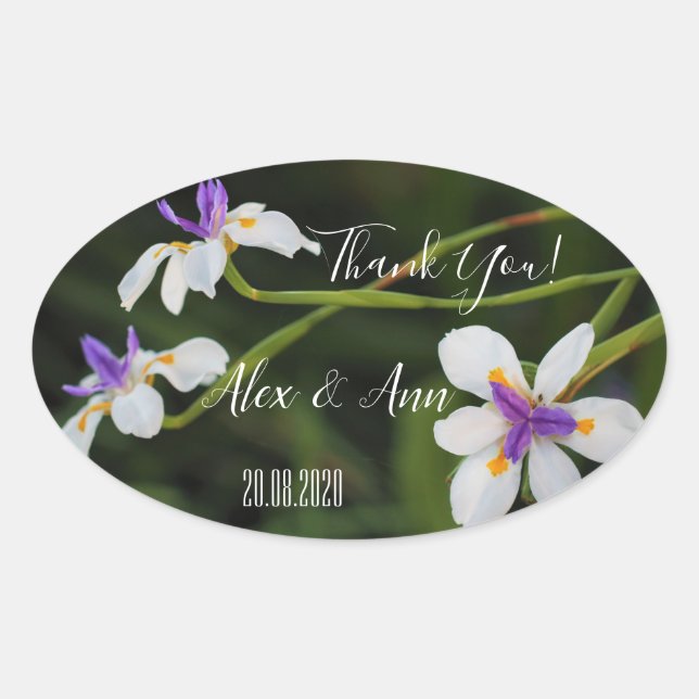 Beautiful Wild Iris Flowers Wedding Favour Sticker (Front)