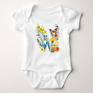 Beautiful Wildflower Butterfly Monogram Baby Bodysuit