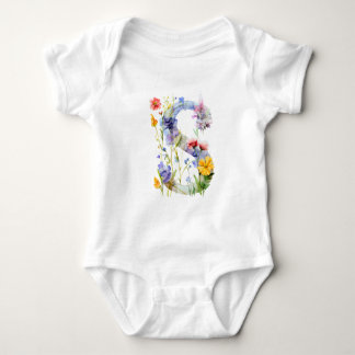 Beautiful Wildflower Butterfly Monogram Baby Bodysuit