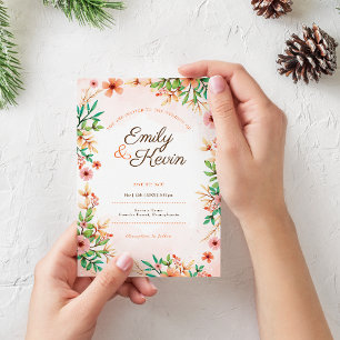 Beautiful Wildflower Garden Beige Photo wedding Invitation