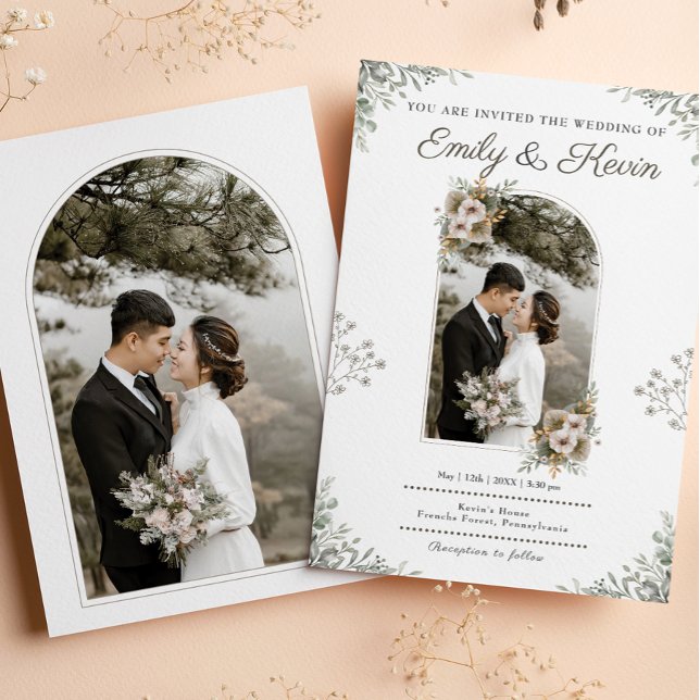 Beautiful Wildflower Garden Beige Photo wedding Invitation (Creator Uploaded)