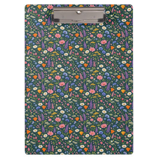 Beautiful Wildflower Garden on Dark Teal Clipboard