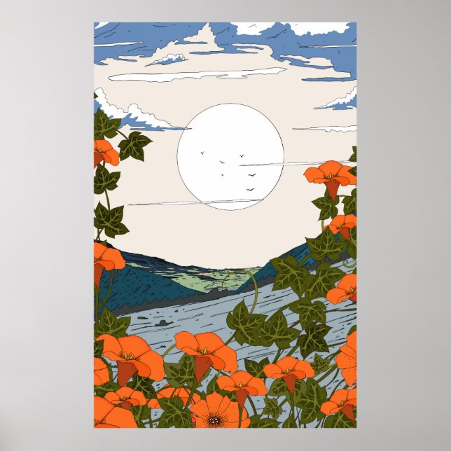 Beautiful Wildflower Meadow Landscape Poster (Front)