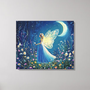 Beautiful wildflowers and fairy. canvas print