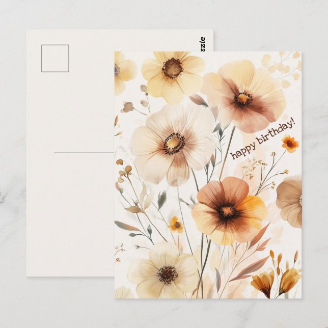 Beautiful Wildflowers Flowers HAPPY BIRTHDAY Postcard (Front/Back)