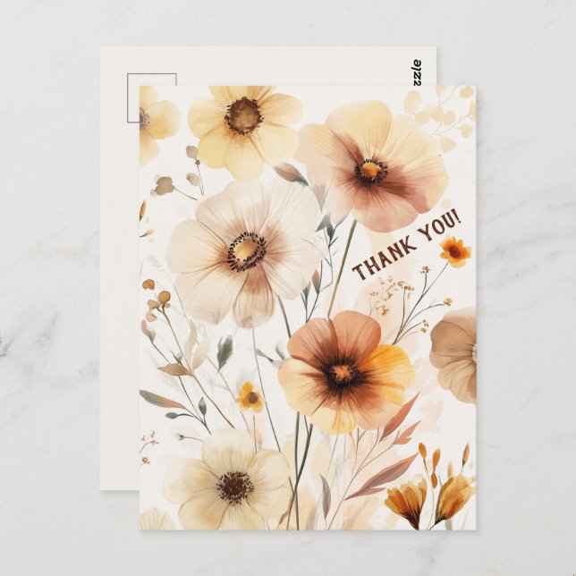 Beautiful Wildflowers Flowers THANK YOU Postcard (Front/Back)