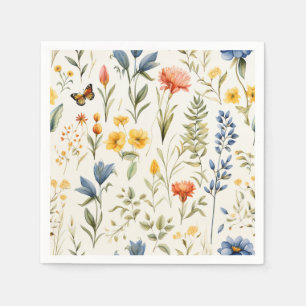 Beautiful Wildflowers Nature Trendy Floral Wedding Napkin